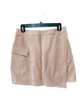 New Pink Faux Leather Mini Skirt